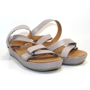 Kork-Ease Platform‎ Sandals 9 Grey Womens Leather Strappy Comfort